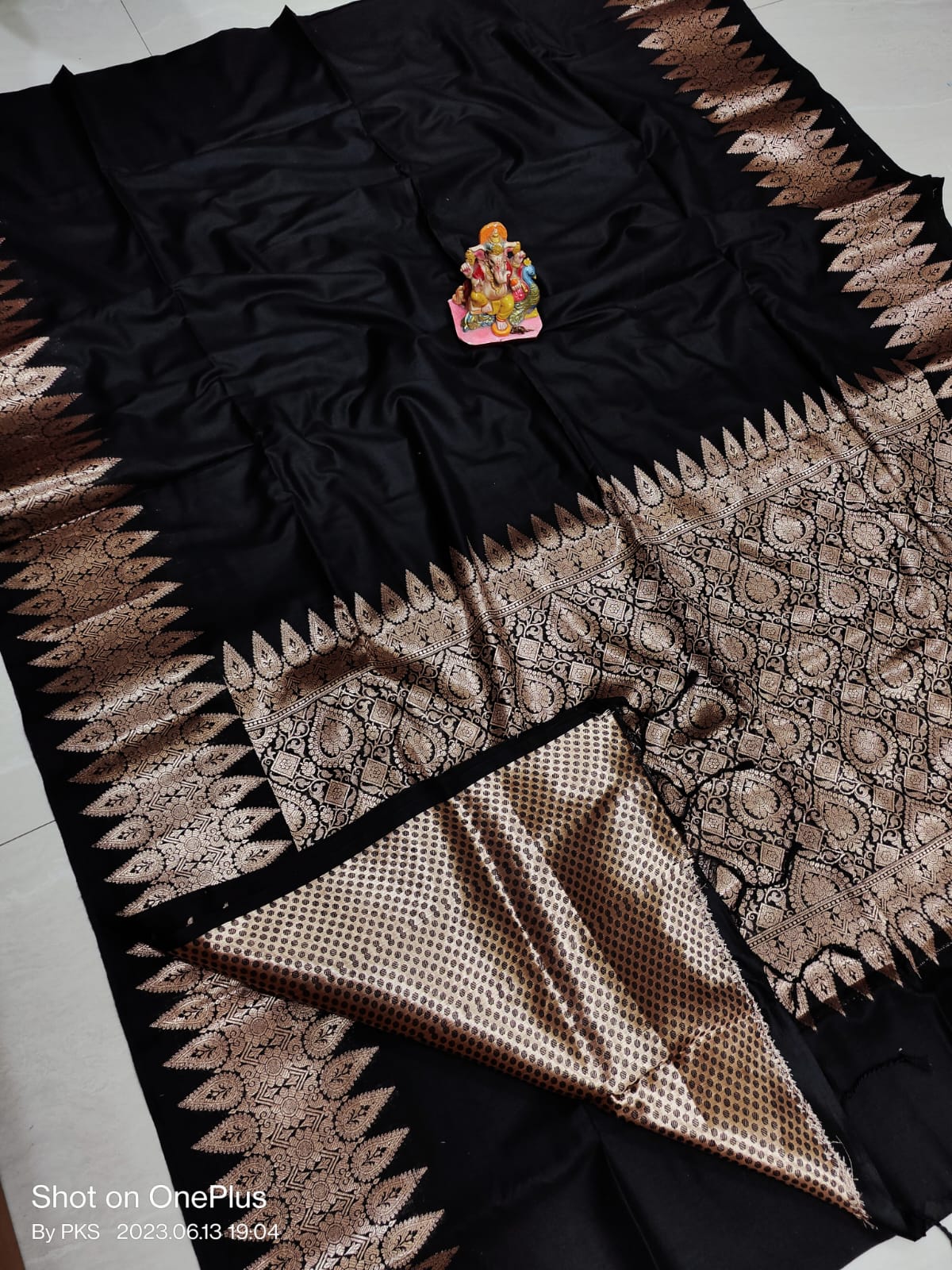 Black Banarasi Soft Silk Saree with Zari Border