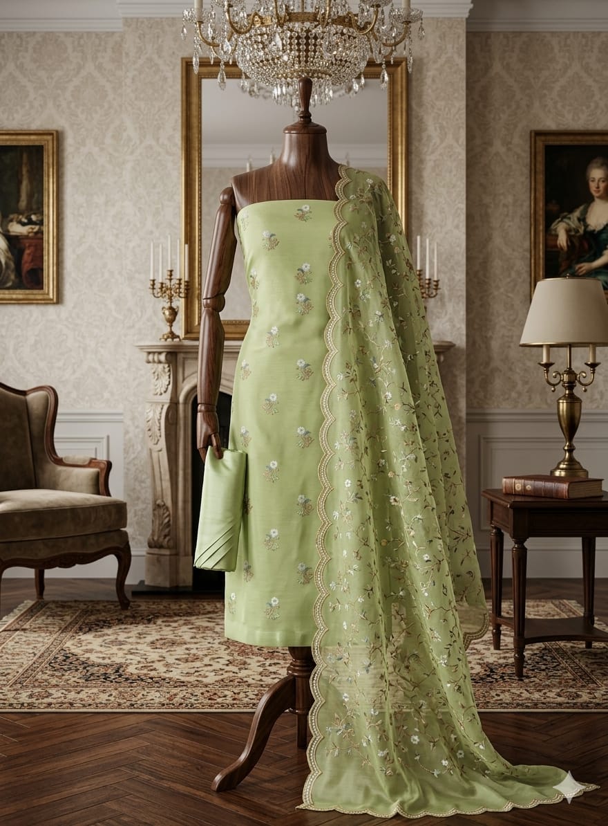 Luxe Green Banarasi Suit Set with Embroidered Dupatta Premium Ethnic Wear (Copy)