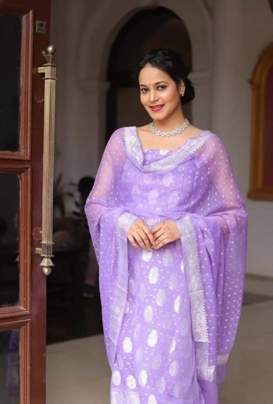 Lavender Banarasi Suit Set with Dupatta | Elegant Ethnic Wear